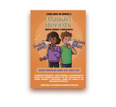 Folder Cidade Unida no combate à Exploração e Abuso Sexual contra crianças e adolescentes.