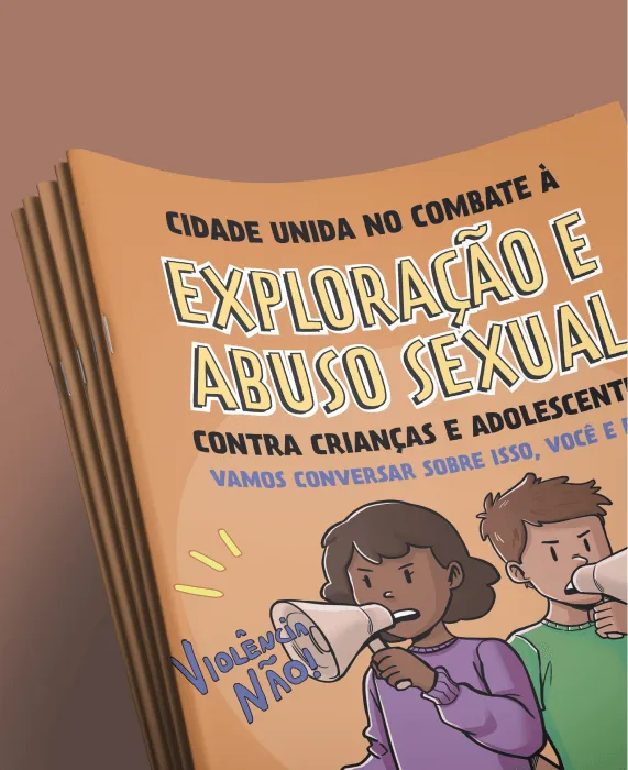 Capa Material Cidade Unida no combate à Exploração e Abuso Sexual contra crianças e adolescentes.